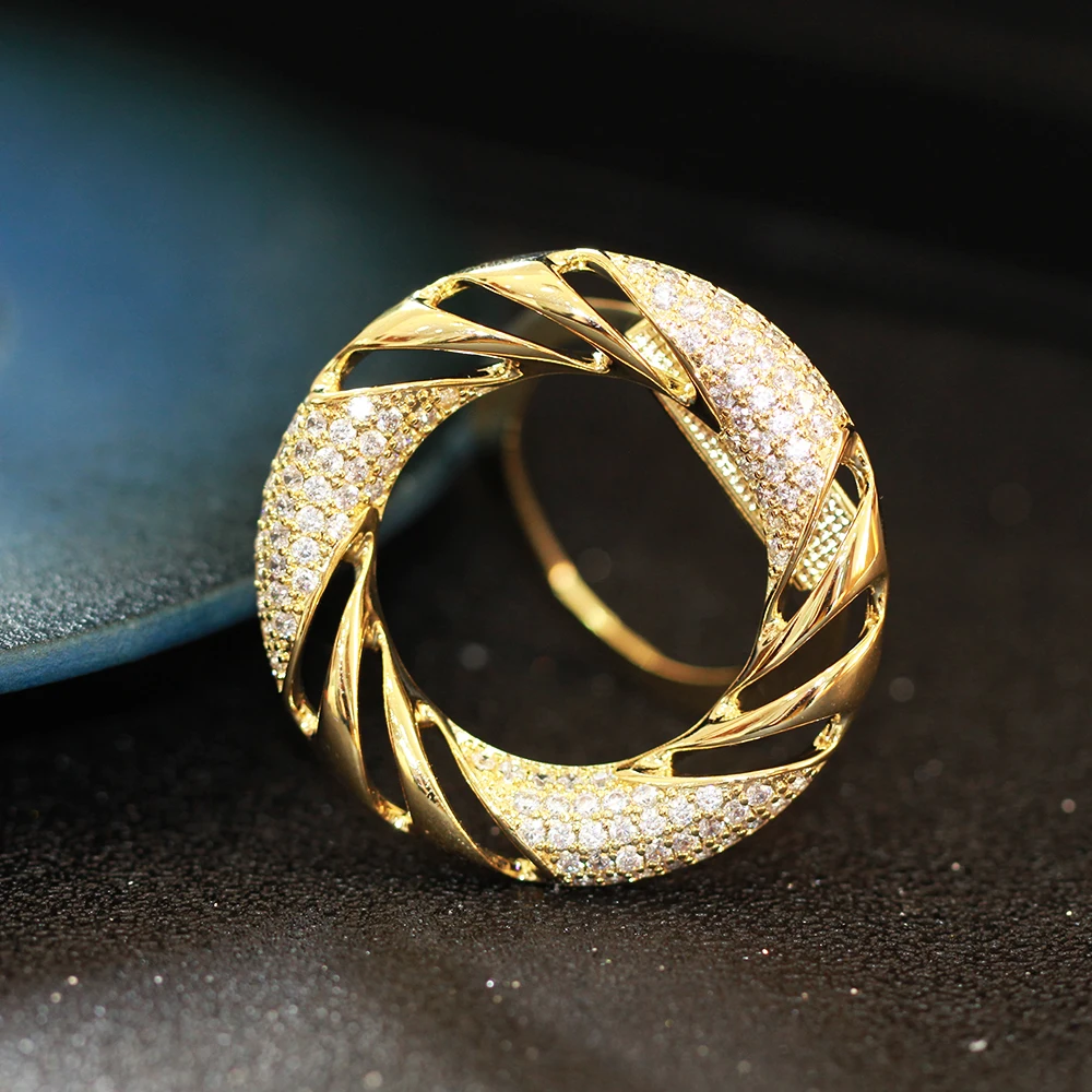 Interlocking personality fashion micro-inlaid zircon ring silk scarf buckle brooch a dual-use clothing accessories