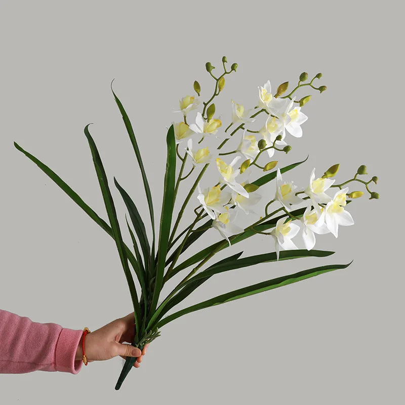 2 Heads Price Wholesale Orchids Artificial Flowers Real Touch With Leaves Without Pot For Decoration Wedding