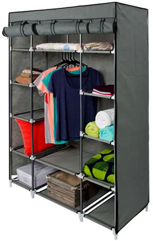 Hanging wardrobe closet and portable closet rack and cupboards for clothes