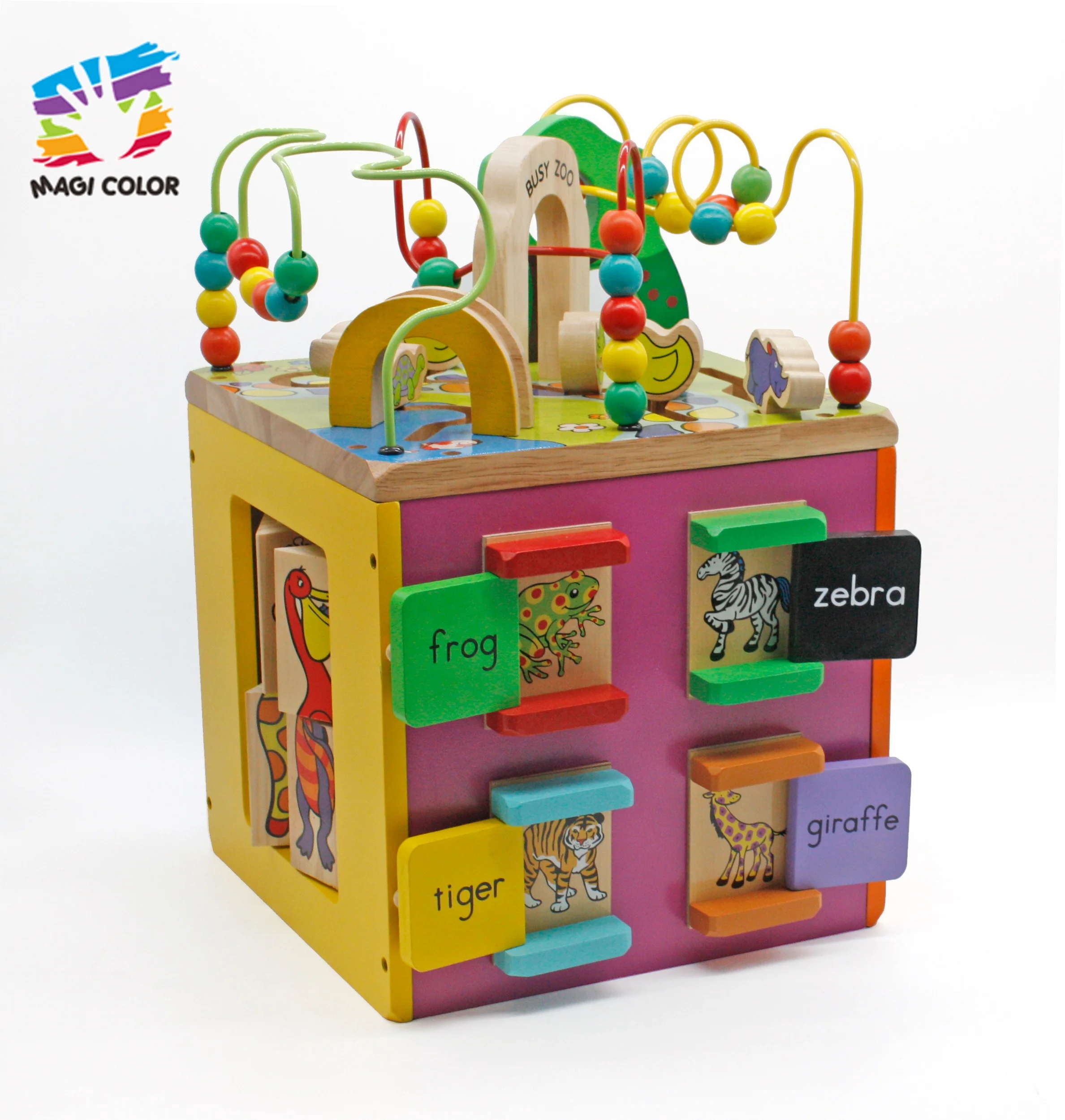 Ready To Ship intelligence wooden activity cube shanghai toy for toddlers W12D048B