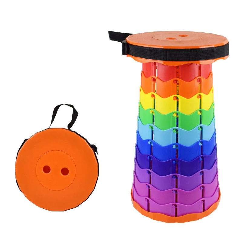 OEM Camping Sturdy Retractable Stool Fishing Portable Plastic Seat Compact Adjustable Portable Folding Stool Telescopic