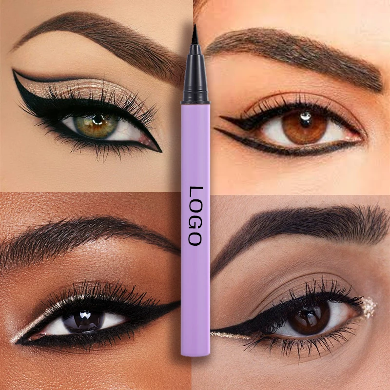 Custom Logo Vegan Private Label purple eye liner tube Waterproof long lasting Matte Black Liquid Eyeliner