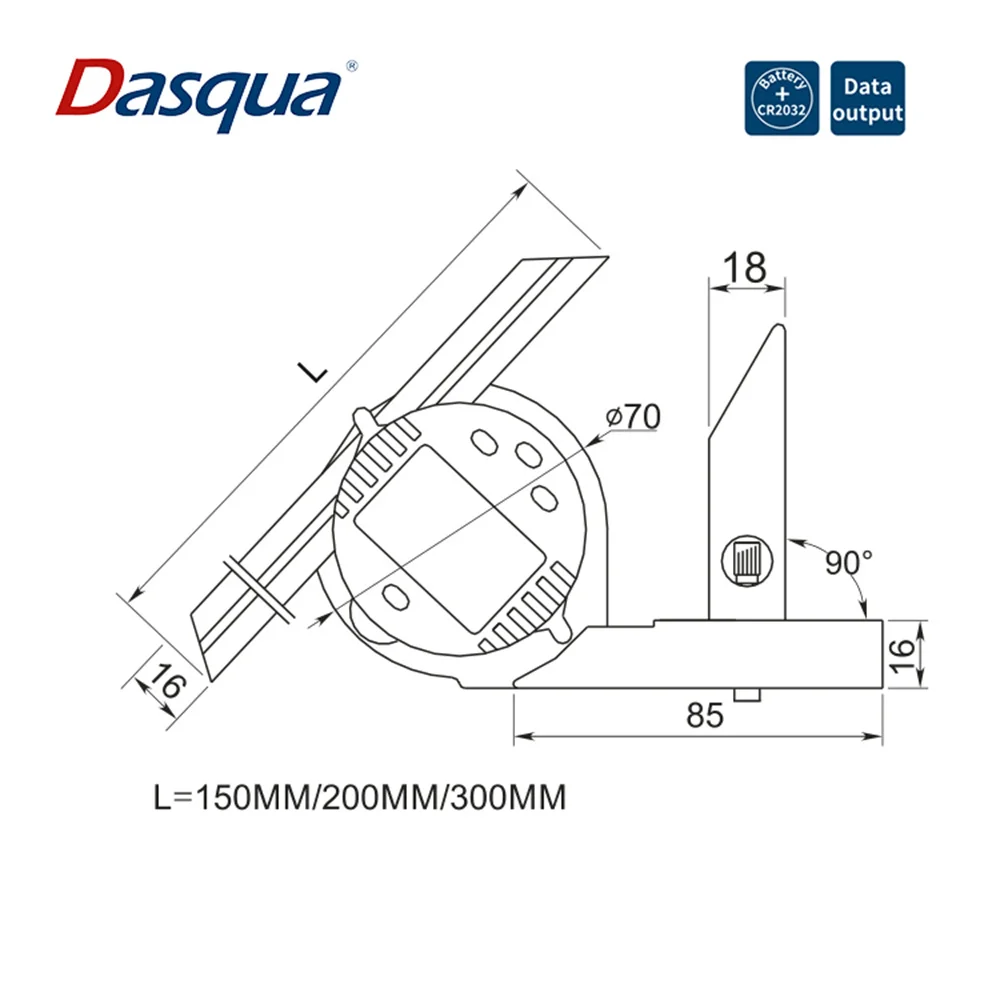 Dasqua Stainless Steel 0-360 Degree Universal Digital Protractor Angle Ruler Measuring Tool
