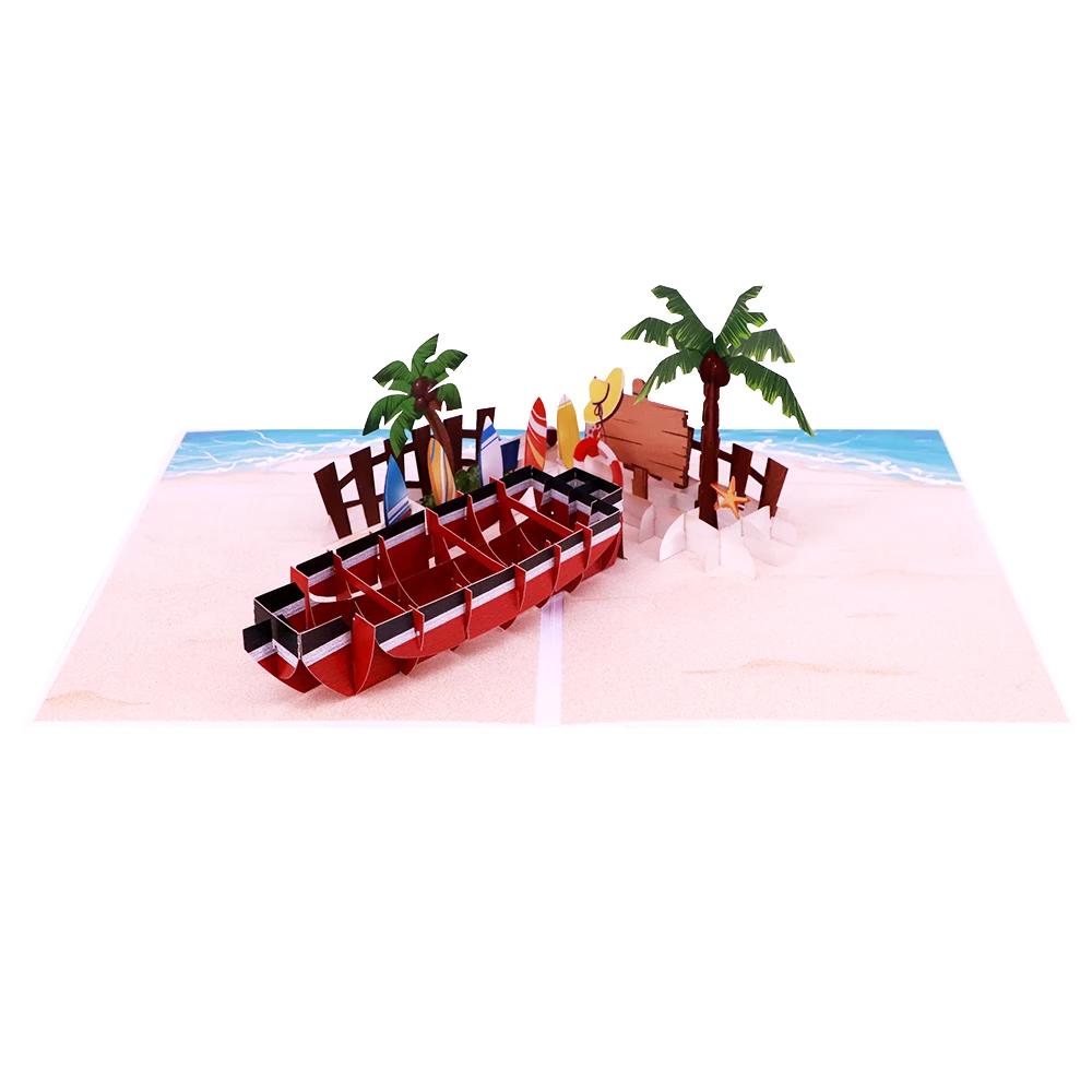 Winpsheng Personalized funny birthday gift pop up card wishes card boat 3d pop up card