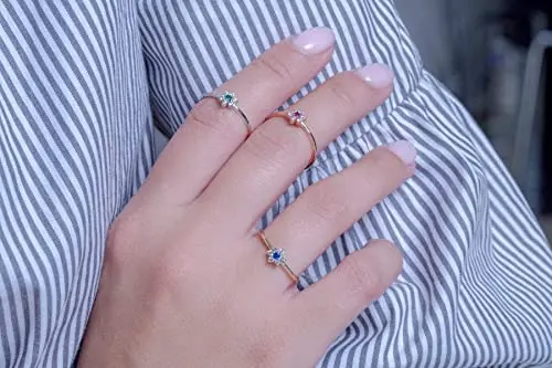 Solid gold Sapphire Diamond flower design wedding rings jewelry women