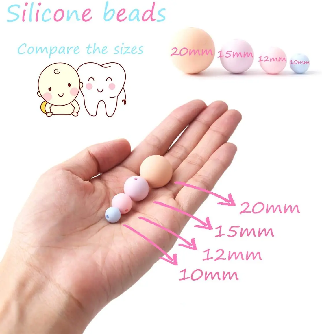  Silicone Beads 10mm 12mm 15mm 20mm DIY Jewelry Necklace Bracelet Chew Toys Loosing