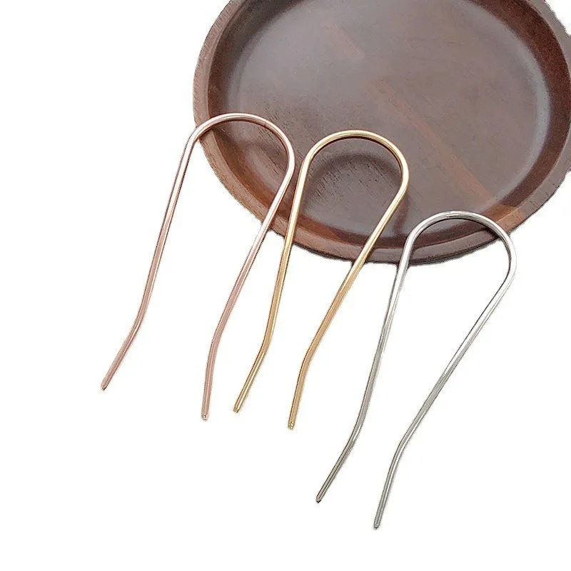 Simple  U shape Hairpin  Female Hairpins In U Style alloy sliver hair fork