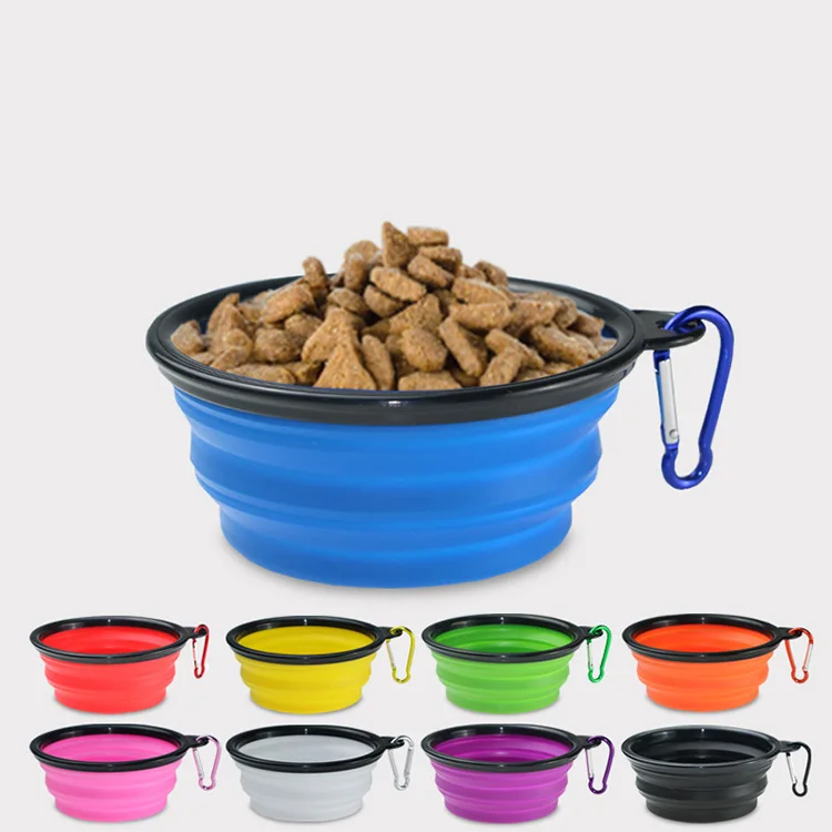 Portable personalized Collapsible Water Bowls for Cats Dogs Designer Soft Silicone Collapsible Pet Bowl