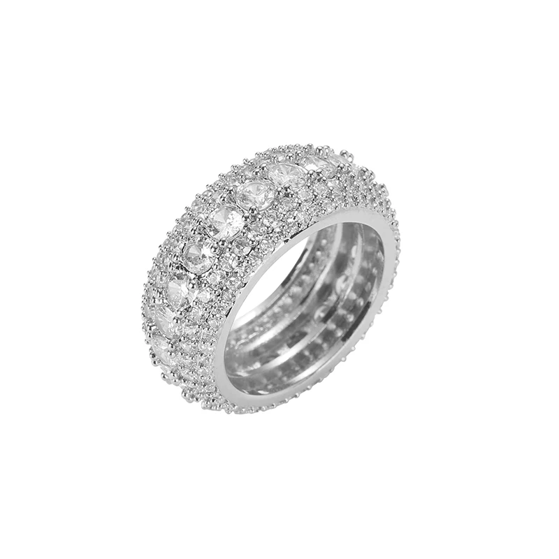  В стиле «хип-хоп» для мужчин со льдом из кубического циркония Bling Круглый 10 мм кольцо цвета: золотистый серебристый цвет CZ ювелирные изделия кольца