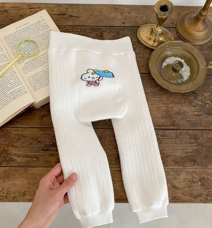 Fleece Warm Keep High Waist Knitted with Soft Touching Rib Cotton Baby Wear Long Tight Pants