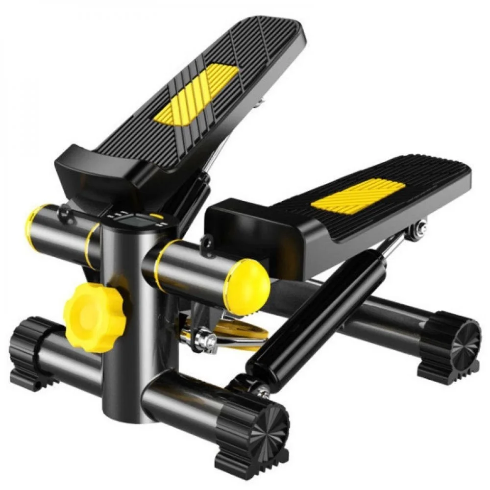 Mini Stepper Stair Stepper Black and Yellow Exercise Equipment with Resistance Bands home gym workout Office Fitness