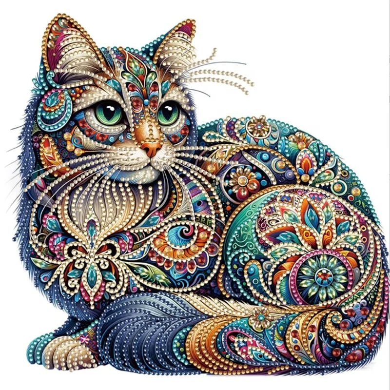Cat special shape crystal stone diamond puzzle diy diamond painting kit mosaic art puzzle.