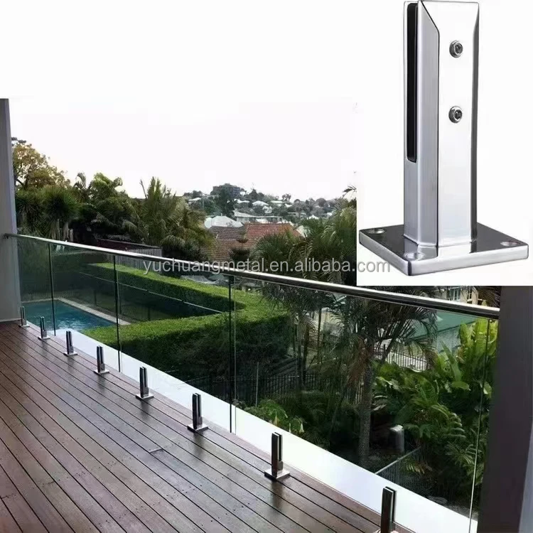 304  316  Mirror Satin Casting Stainless Steel Balustrade Glass Railing Swimming Pool Fence Glass Holder Square Spigot