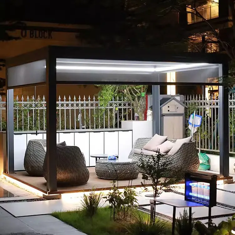 Wholesale Price Outdoor Pavilion Modern Motorized Gazebo Bioclimatic Aluminum Pergola Garden Greenhouse Kit