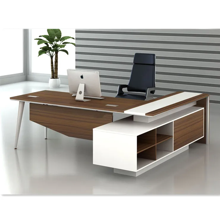 New Fashion Office Furniture Wooden Laminated Design Boss Manager Executive L Shape Office Table