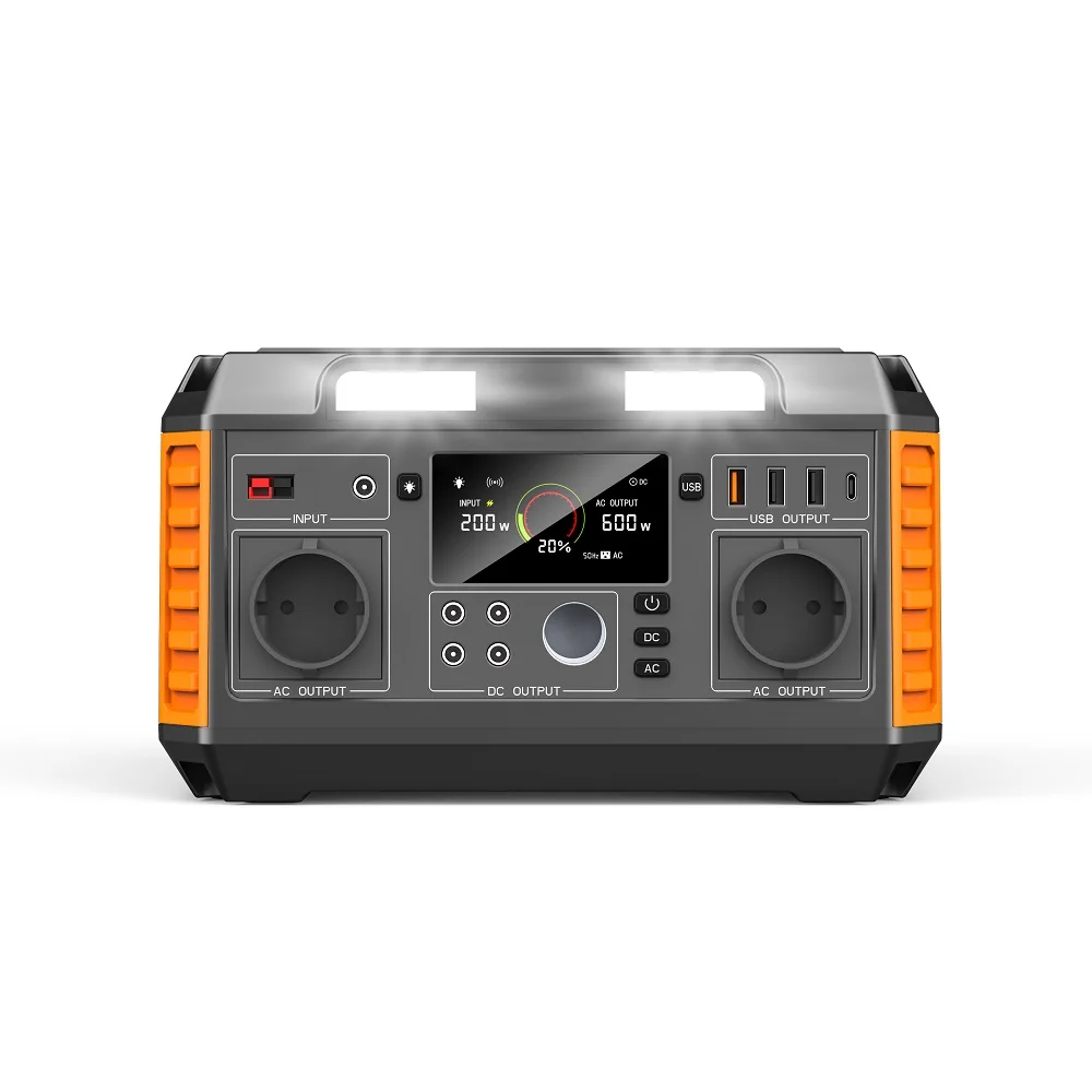 600W 520Wh Lithium Battery Solar Generator with Cigarette Lighter Port and Wireless Charging for Smartphones and Road Trips
