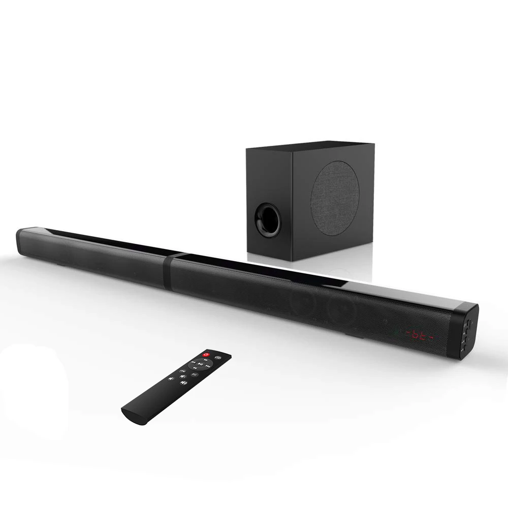 shenzhen factory retail 2.1ch wireless sound bar detachable blue tooth soundbar with subwoofer 80W Soundbar speaker for tv