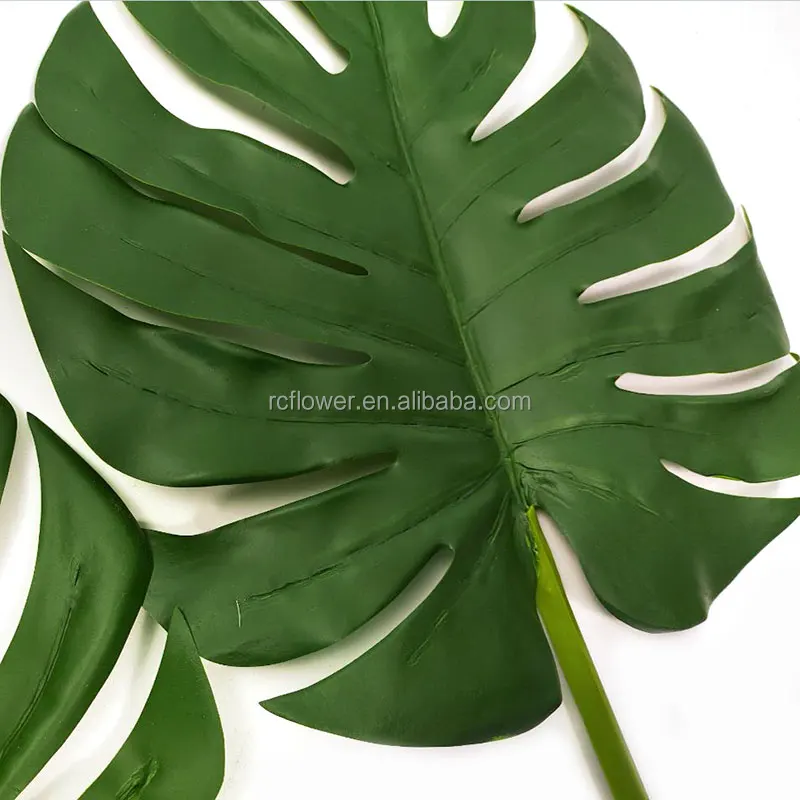 Artificial Palm Leaf Quality Artificial Deliciosa Monstera Decoration Tropical Palm Leaf Real Touch Latex Green Leaves