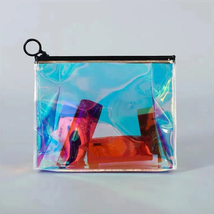 Wholesale Custom Logo Eco Friendly  Women Ladies Travel Small Pouch Zipper Lock Pvc Cosmetic Make Up bag
