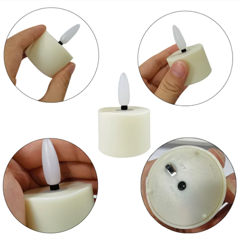 12 pack smart flameless rechargeable flicker USB charging battery operated led candle with remote control