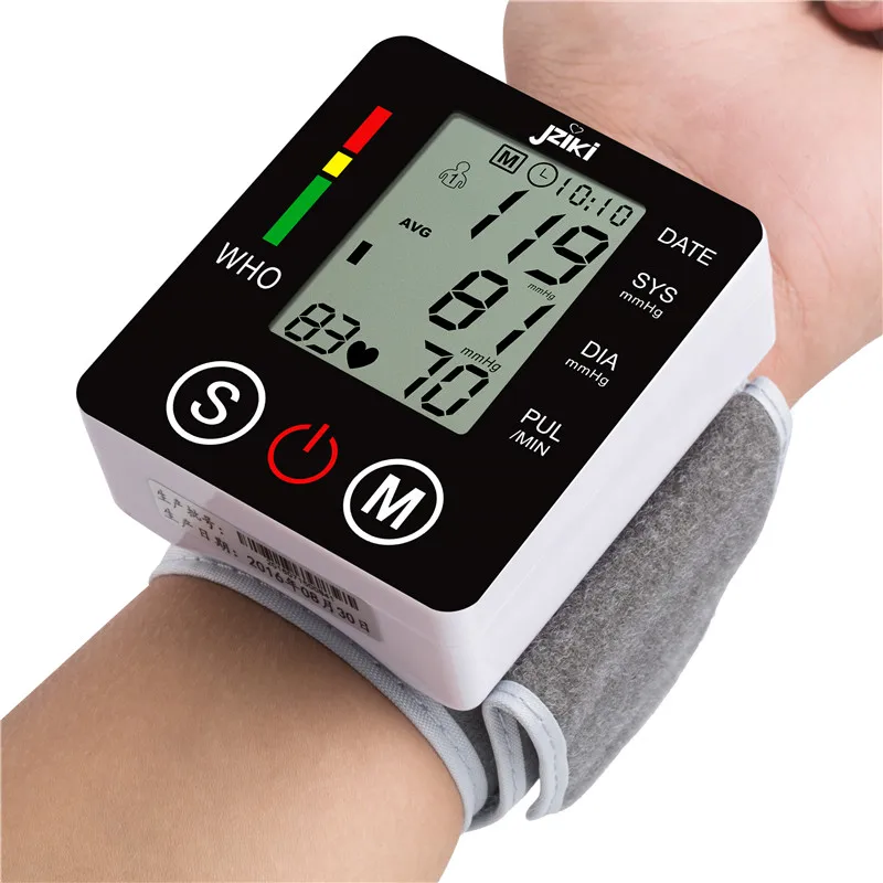 Jziki portable digital electronic wrist automatic medical blood pressure monitor watch heart rate machine