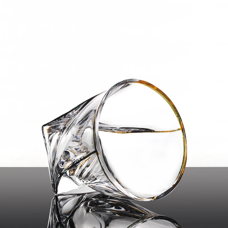 2025 Wholesale Lead-free Glass Light Luxury Retro Vertical Striped Whiskey Glass Wine Glass For Hollywood