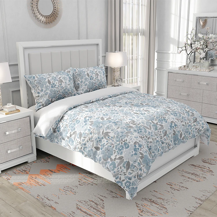 Custom Floral Soft Digital Print 3pcs Pillow Case And Comforter Duvet Cover Sets