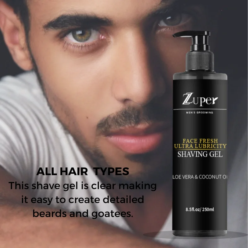 Non-irritating straight razor barber shaving gel with refreshing smell no hot towel necessary for men