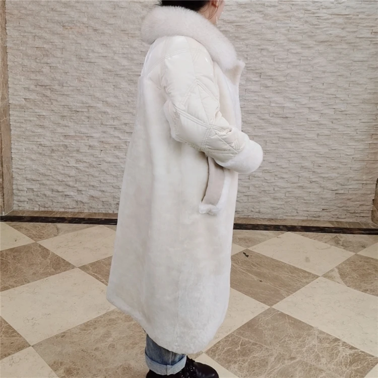 Ladies comfortable winter long thick down coats sheepskin shearling jackets teddy bear coats