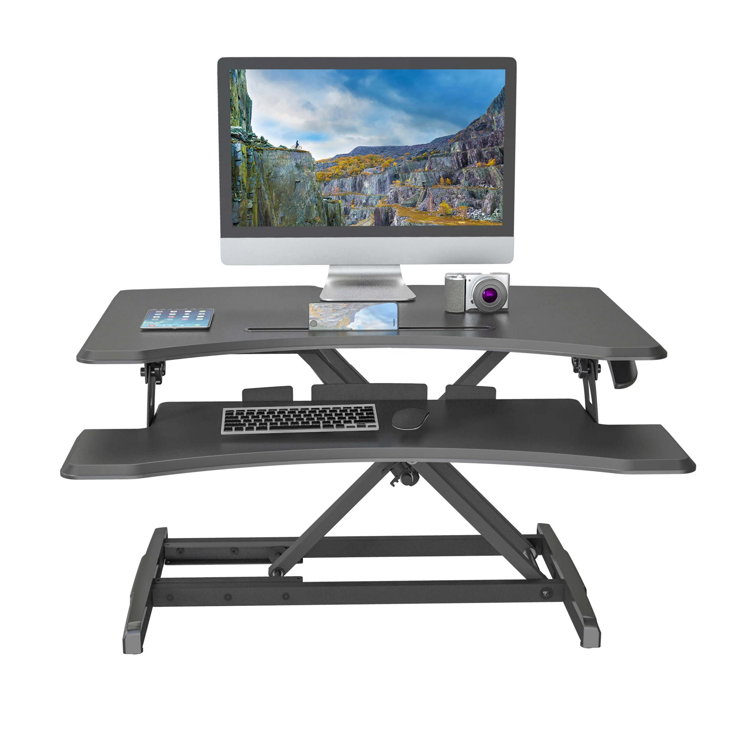 V-mounts Manual Lifting Gas Spring Sit Stand Desktop Smart Lifting Workstation Desk VM-GSD33