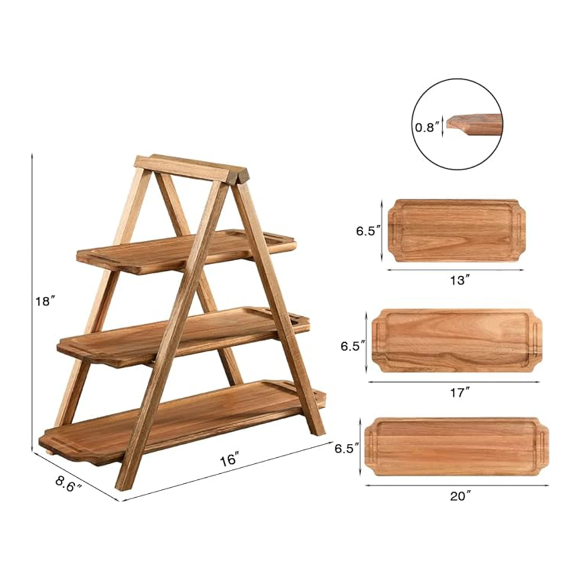Adjustable Dessert Display Rack Department Engagement Cake Stand Bamboo Wood Three-Layer Cake Stands For Wedding Cakes