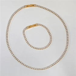 Waterproof & Tarnish Free 18K Gold Plated Luxury  Zirconia Pave Stainless Steel  Necklace Fashion Jewelry
