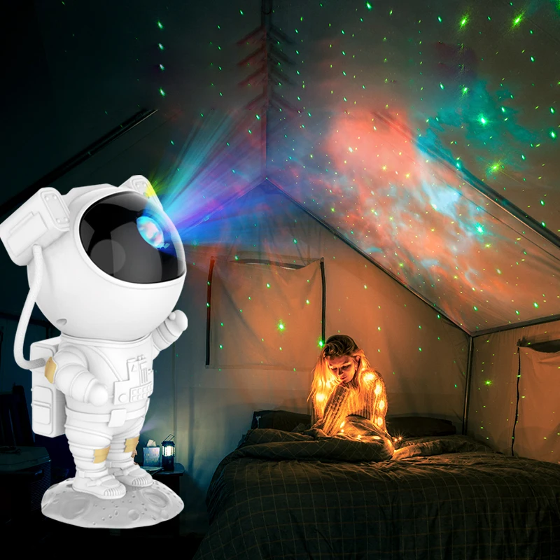 2021 New Rotation Astronaut Timing LED Starry Sky Projector Nebula Night Lights  Kids Bedroom Decor Room Lighting