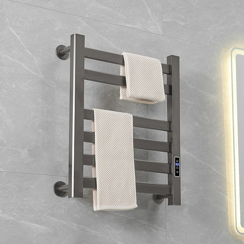 CE Certification Gun Grey Bathroom Aluminum Plumbed Heated Towel Rails Heated Towel Rack