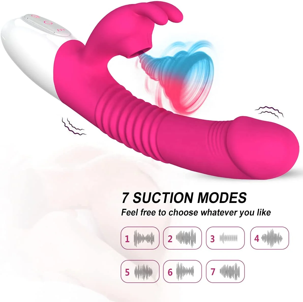 Thrusting G Spot Rabbit Dildo Vibrator, Tongue Licking Rotating Vibrating Women Couples Adult Sex Toys Female Clitoris massager