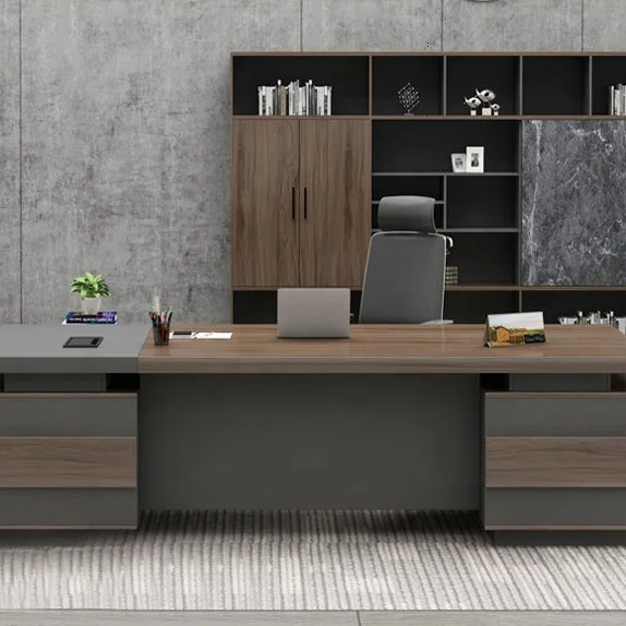 LANRAN E1 MFC компьютерный стол деревянный стол для руководителей с боковым шкафом офисная роскошная мебель