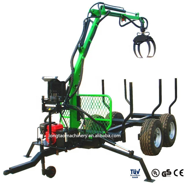 CE approved best price 4 wheel driving ATV/UTV wood timber log trailer loader with dumper box
