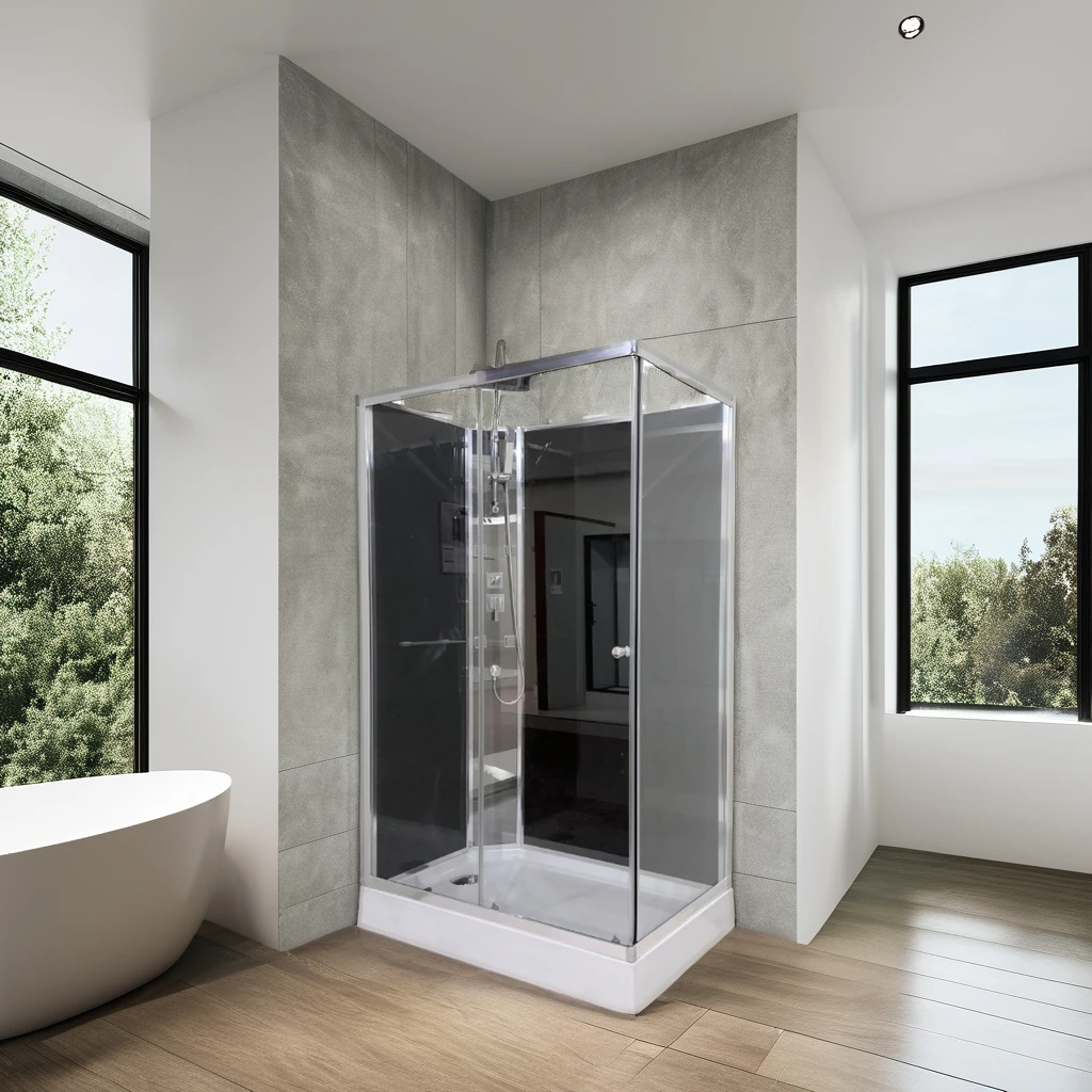 cheap  price 80x80 square  Chrome Aluminum Complete clear glass shower cabin quick install shower cabin