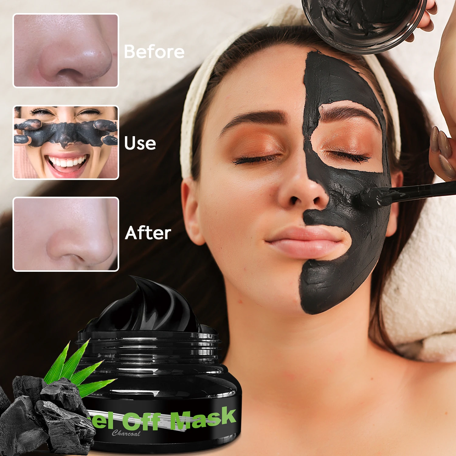 Hot Selling Facial Skin Cleanser Black Mask Peel Off  For Organic Blackhead Remover Charcoal Peel Off Mask