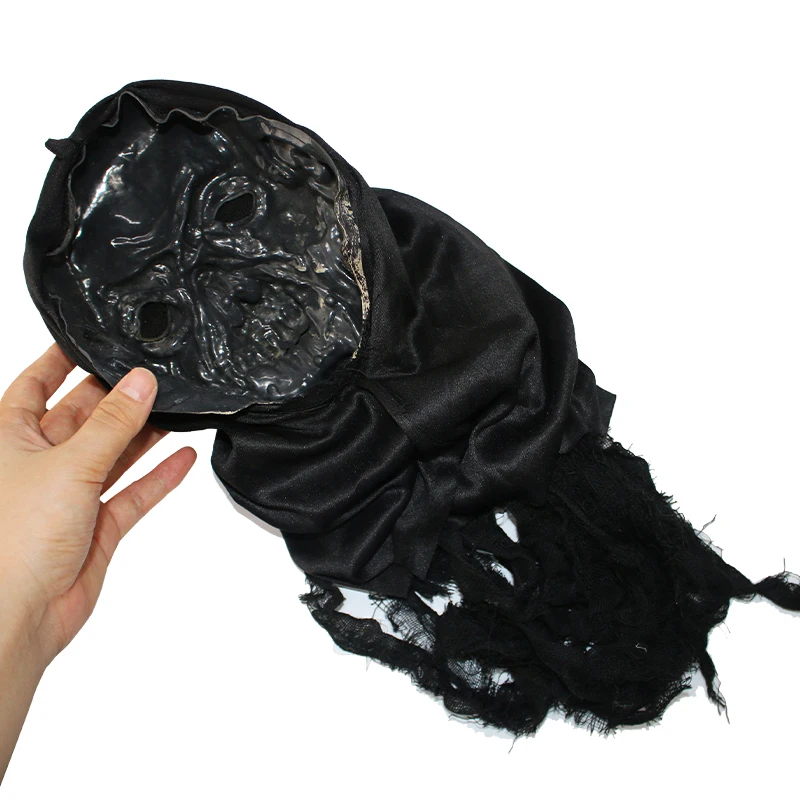 Custom Logo Halloween Horror Ghost Mask Cosplay Scream Latex Mask Movie Party Scary Scream BLACK Ghost Mask