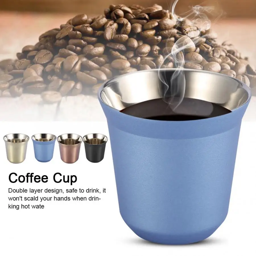 51-100ML Portable Espresso Mugs Double Wall Stainless Steel Water Tea Small Mini Espresso Coffee Cups