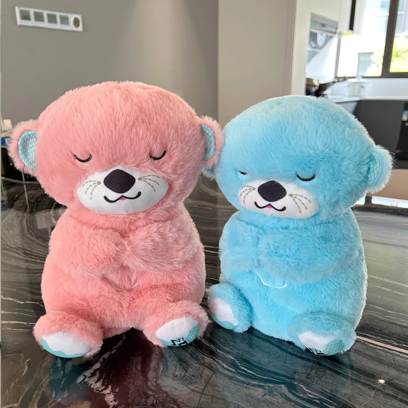 New arrival  Low price Good Night Sea Otter plush toys light up for new born baby Months Babies Musical Breathing Movement