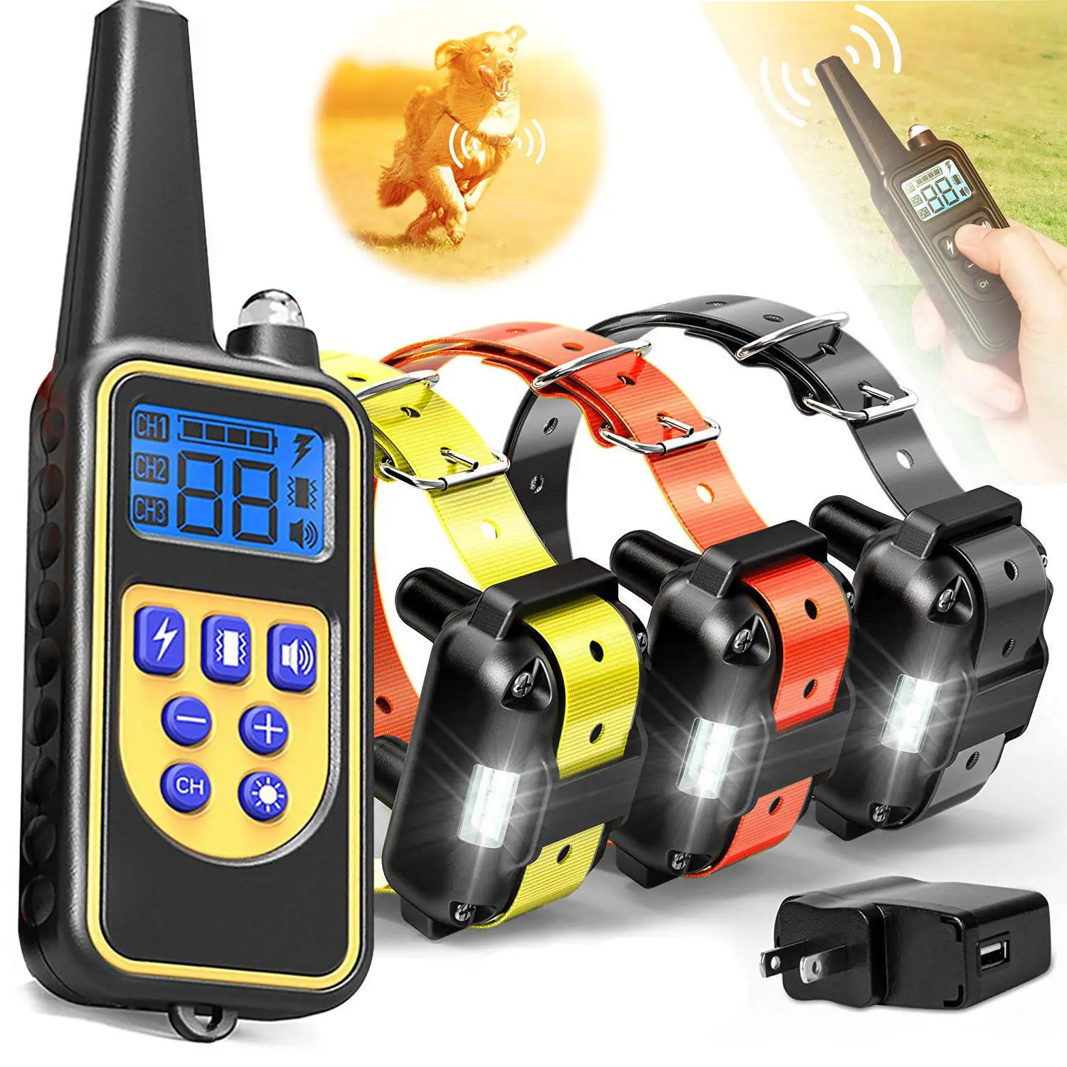 Pet Supplies Warning sound Vibration and Electric shock Buzzer light Dog trainer Remote control Dog Training E Collar