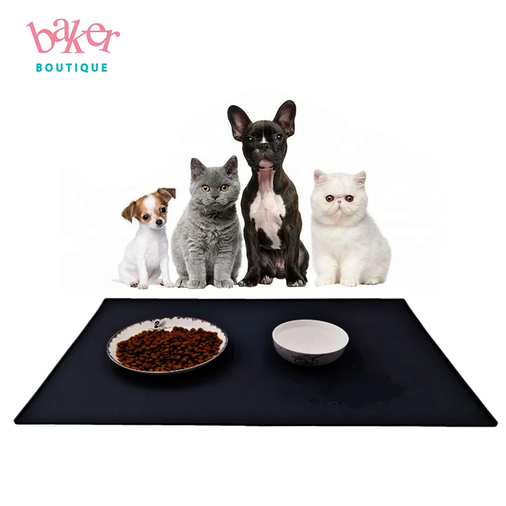 Waterproof Non-Slip Silicone Dog Pet Food Mat Tray Non Slip Pet Dog Cat Bowl Feeding Mat