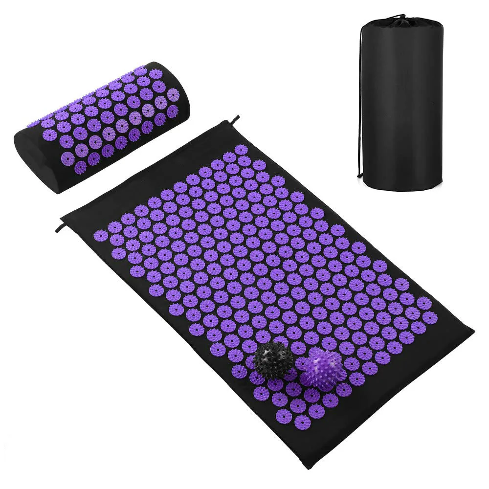 Acupressure Mat and Pillow Set  Acupuncture Yoga Cushion for Back and Neck Pain Relief, Relieve Your Stress and Sciatic Pain