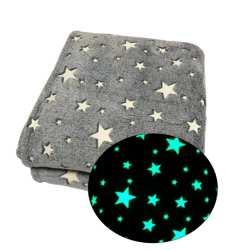 
Double Star luminous Sherpa blanket Glow In The Dark Flannel Throw Blankets for kids 