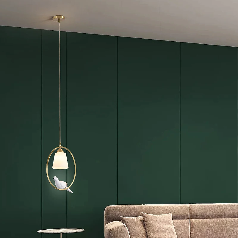 Nordic Creative Bird Dining Chandelier All Copper Lamp Body Adjustable Bedroom Bar Lamp pendant lamp hanging light