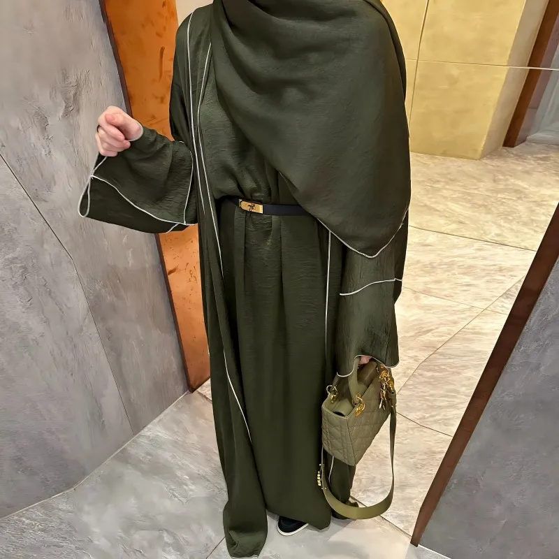 Hot Selling 2 Piece Abaya Set High Quality EID Islamic Clothing Abaya Women Muslim Dress Turkey Viscose Modest Abaya Set