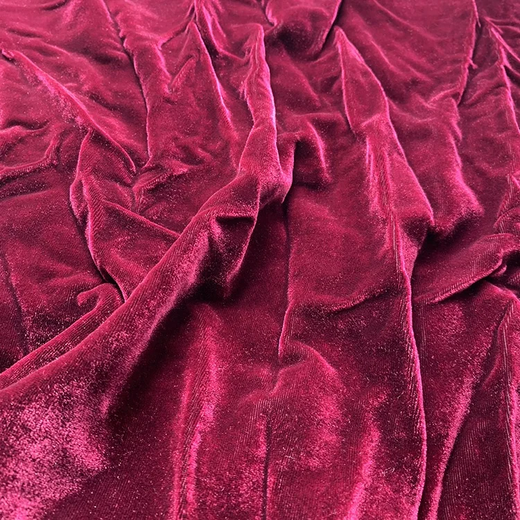 Wholesale solid color Dyed Soft  Rayon Silk Blend Velvet Clothing Upholstery Fabric
