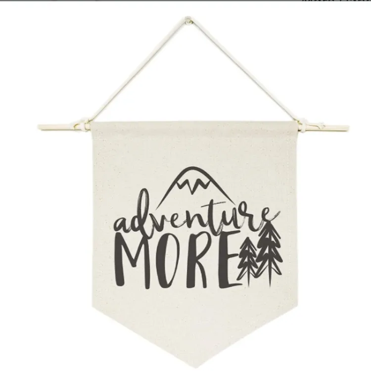 Пользовательский логотип сублимированный принт простой хлопчатобумажный холст висящий на стену баннер флаг